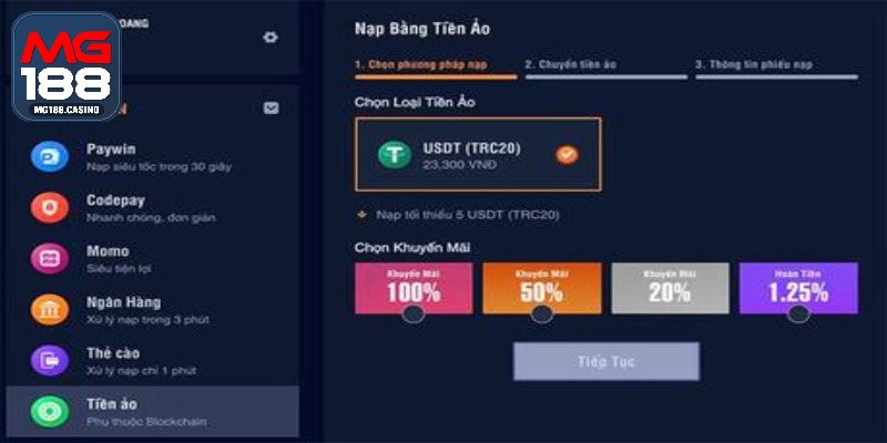 Cách nạp tiền ảo tại MG188